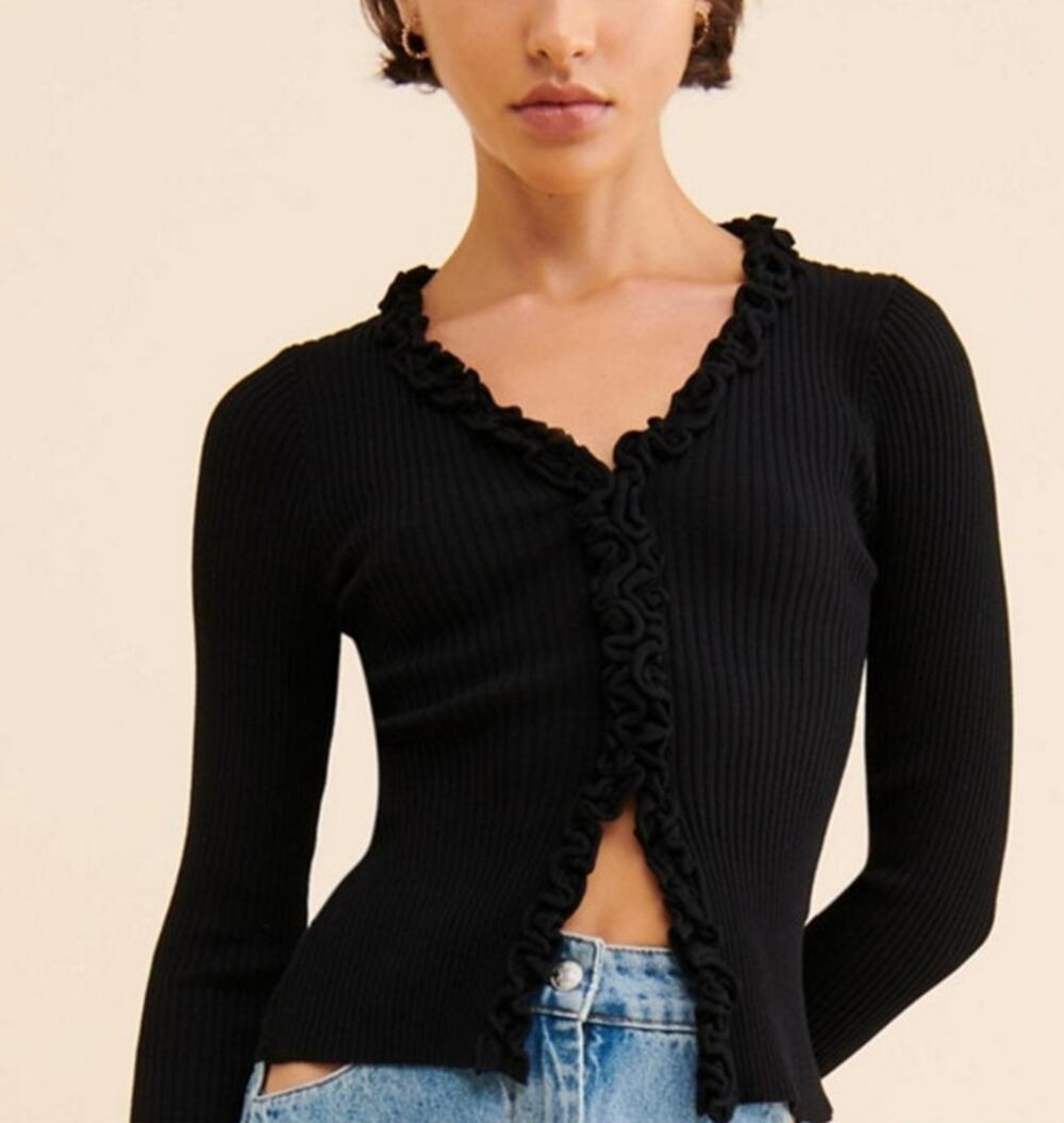 Find Me Now Charlie Ruffle Knit Cardigan Size S/M
